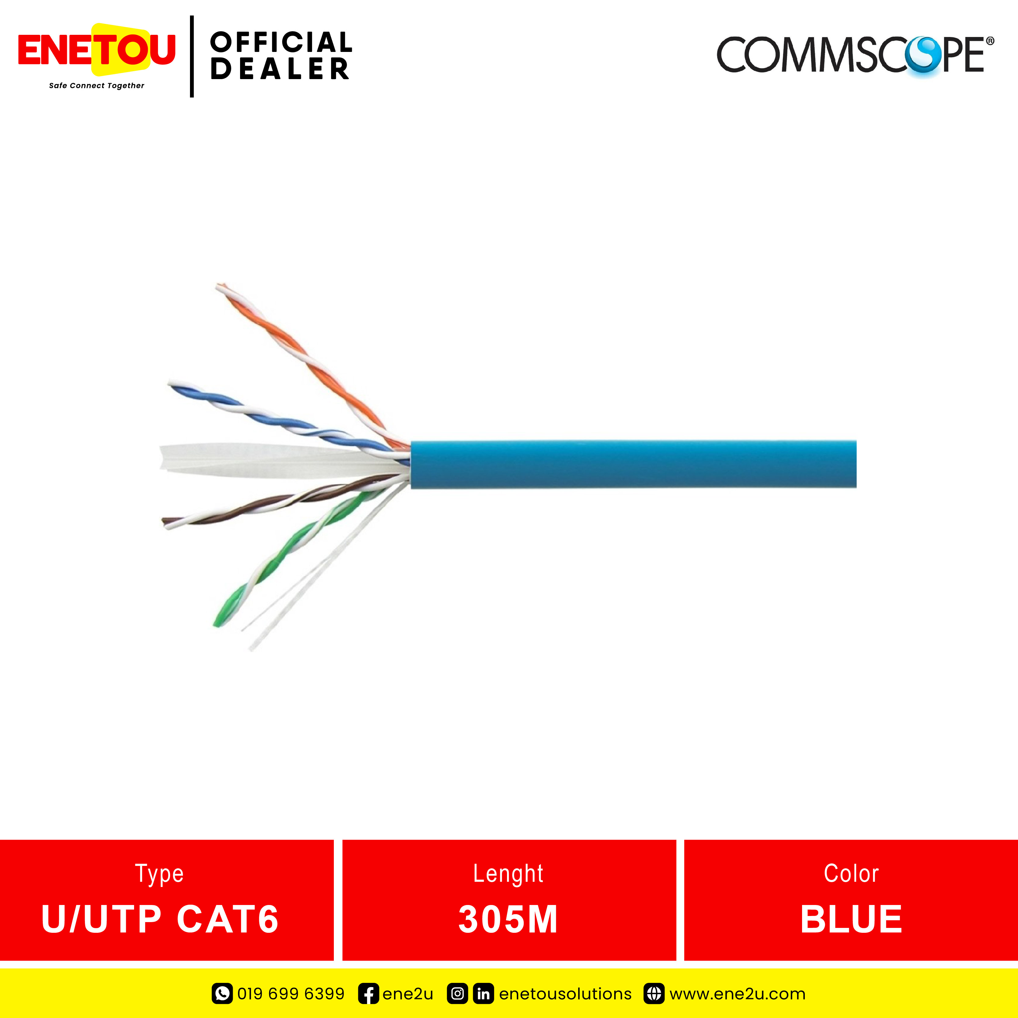COMMSCOPE 14270716 24AWG CAT6 U/UTP (unshielded) TWISTED PAIR COPPER